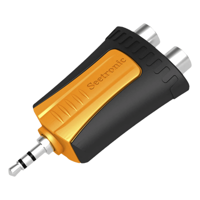 Adaptador de Audio / 3.5 mm Estéreo a 2 RCA Hembra / Carcasa de Plástico / Precableado