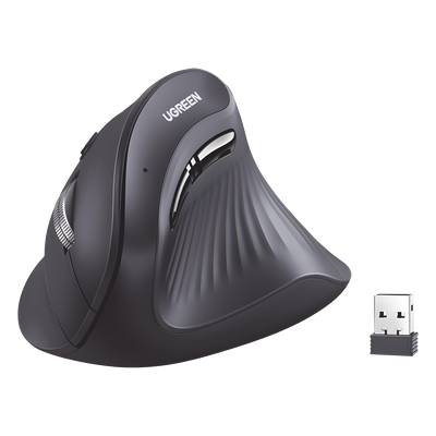 Mouse Inalámbrico Vertical / Dual 2.4G y Bluetooth / 3 Dispositivos Simultáneos / 4 Niveles DPI hasta 4000 / Alcance 10 m (32.8 ft) / 5 Botones Silenciosos