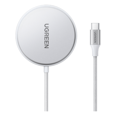 Cargador Inalámbrico Magnético / 15W / Qi 2 Certificado / USB-C 9V 2.2A / Eficiencia 83% / Cable 1.5 m (4.9 ft) / Material PC+ABS+Aluminio