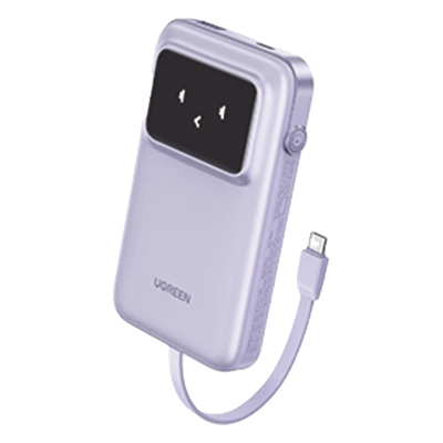 Power Bank / 10000 mAh / 30 W / Carga Bidireccional / 3 Salidas Simultáneas / Pantalla TFT / Cable USB-C Integrado / Certificación Aérea