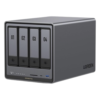 NAS 4 Bahías / Intel Pentium Gold 8505 5 Núcleos / 10GbE + 2.5GbE / DDR5 8GB Expandible a 64GB / PCIe 4.0 M.2 NVMe / USB 3.2 Gen 2 / HDMI 4K