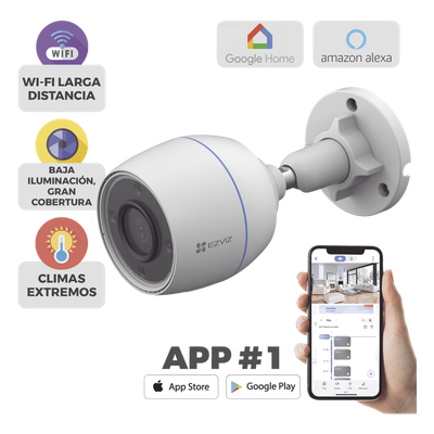 Cámara Bala IP / 2 Megapixel / Wi-Fi 2.4 GHz / Lente 4 mm 82° / IP67 / Micro SD 512 GB / Audio Integrado