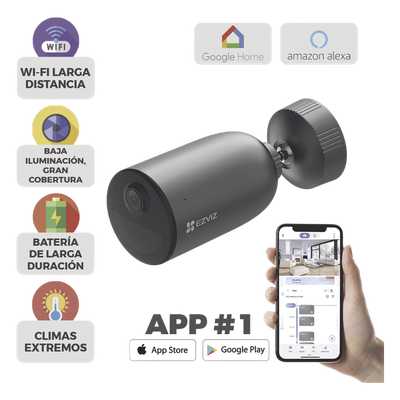 Cámara Bala IP / 2K 3 Megapixel / Batería Recargable 7800 mAh / Visión Nocturna Color 15 m (49.2 ft) / Wi-Fi 2.4 GHz / IP66