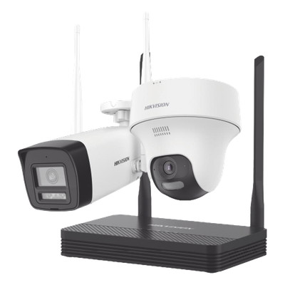 Kit de Videovigilancia IP Inalámbrico / NVS 4 Canales / 2 Cámaras Wi-Fi 2 Megapixel / Dual Light 30 m (98.4 ft) / Audio Bidireccional / Lente 2.8 mm / 97° HFOV
