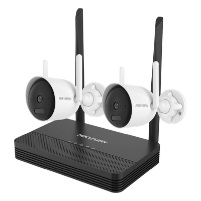 Kit de Videovigilancia IP Inalámbrico / 4 Megapixel / NVS 4 Canales / 2 Cámaras Bala Exterior / Dual Light 30 m (98.4 ft) / Audio Bidireccional / Wi-Fi 2.4 GHz / Micro SD 512 GB