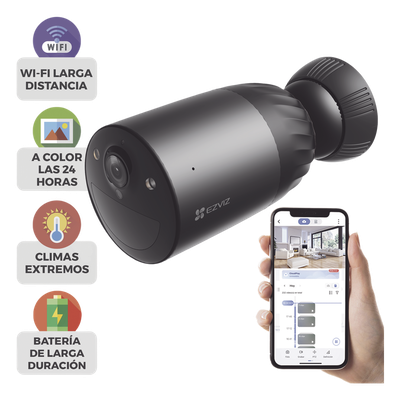 Cámara IP WiFi / 4K 8 MP / Lente 2.8mm / Visión Nocturna Color 15 m (49.2 ft) / Batería Recargable / Audio Bidireccional / IP65