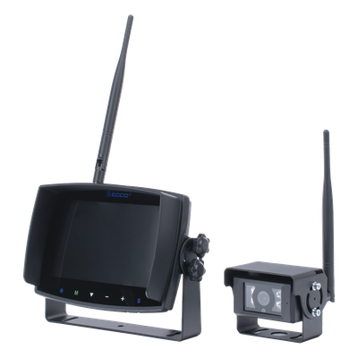 Sistema de Reversa Inalámbrico / Monitor Táctil 7" / Cámara IR CMOS / 2.4 GHz / 4 Canales / Grabación SD