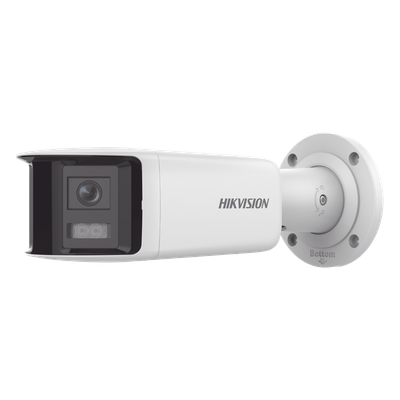 Cámara Bala IP Panorámica / 4 Megapixel / Dual Lente 2.8 mm / 180° / Color 24/7 / Luz Blanca 40 m (131.2 ft) / WDR 130 dB / IP67 / PoE / AcuSense