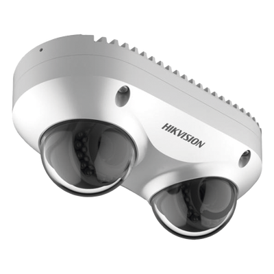 Cámara Panorámica Dual / 4 MP por Lente / 2.8 mm Fijo / IP67 / IK10 / PoE / WDR 120 dB / 10 m (32.8 ft) IR / Audio y Alarma I/O / MicroSD 256 GB
