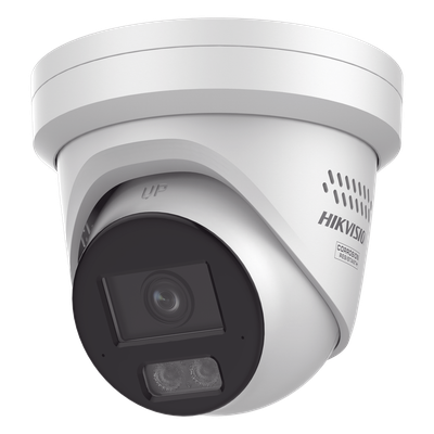 Turret IP / 4 Megapixel / Lente 2.8 mm / 108.8° / IR 30 m + Luz Blanca 30 m / 98 ft / WDR 130 dB / IP67 NEMA 4X / Metal / Audio bidireccional / Micro SD 512 GB