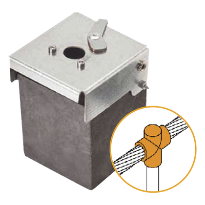 Molde de Grafito Vertical / Unión en T / Cable 2/0 AWG a Pica 5/8 in (16 mm) / 70 Soldaduras / Acero Electrogalvanizado / IEC 62305