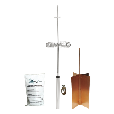 Kit de Protección Contra Rayos / Ángulo de Protección 72° / Mástil 1.2 m (3.9 ft) / Electrodo Rehilete / Mejorador de Suelo 11 kg / Instalación en Poste o Torre