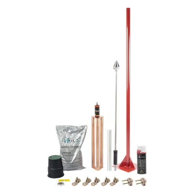 Kit Pararrayo / Punta de Aluminio / Protección 160 m (524.9 ft) / SPTE / Norma NMX-J-549-ANCE-2005