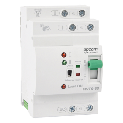 Interruptor de Transferencia Automática / 110 VCA / 63 A / Conmutación 20 ms / Doble Entrada / Protección Industrial
