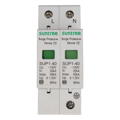 Supresor de Picos Transitorios / 230 Vca / 2 Polos / Tiempo de Respuesta <20 ns / Clase II / Riel DIN 35 mm / -40°C a +80°C