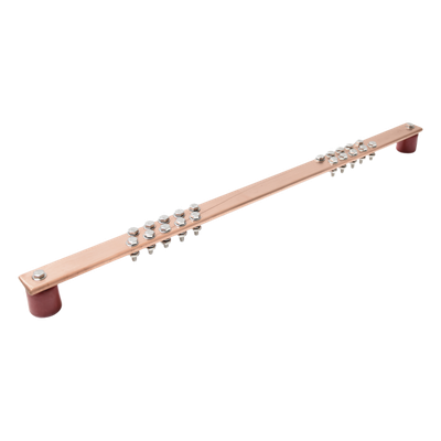 Barra de Unión de Tierra / Montaje Rack 19" / 550 A / 20 Conexiones 3/16" / Tornillería Incluida
