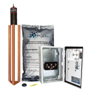 Kit de puesta a tierra / 45 A / Resistencia <2 ohm / Electrodo cobre electrolítico / Filtro LCR / Compuesto H2Ohm / Gabinete NEMA 4 Kit de puesta a tierra / 45 A / Resistencia <2 ohm / Electrodo cobre electrolítico / Filtro LCR / Compuesto H2Ohm / Gabinete NEMA 4