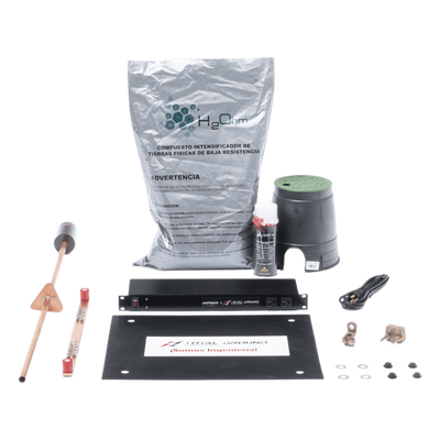 Kit de Tierra Física / Resistencia < 2 Ohm / 15 A / Electrodo Cobre Electrolítico / Compuesto Orgánico Certificado / Supresor de Picos