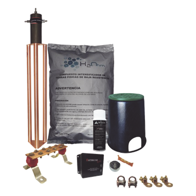 Kit de Tierra Física / Electrodo Magnetoactivo 45 A / Resistencia < 2 Ohm / Supresor de Picos SOHO / Instalación Permanente 20 Años Kit de Tierra Física / Electrodo Magnetoactivo 45 A / Resistencia < 2 Ohm / Supresor de Picos SOHO / Instalación Permanente 20 Años
