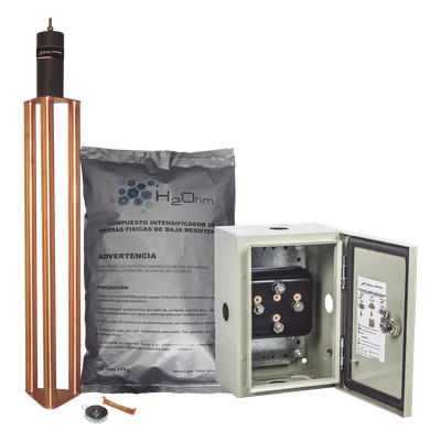 Kit de puesta a tierra / 70 A / Electrodo + Filtro + Acoplador 1500 A / Gabinete NEMA 4 / 20x30x12 cm (7.9x11.8x4.7 in)