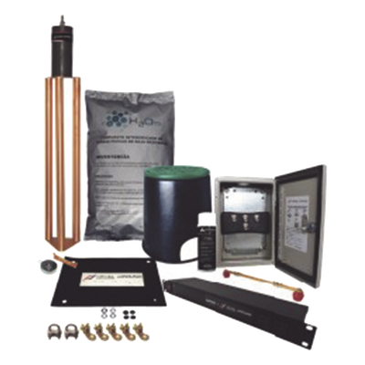 Kit de Puesta a Tierra / Resistencia < 2 Ohm / Electrodos de Cobre Electrolítico / Gabinete NEMA 4 / Compuesto Higroscópico / Data Center y Telecomunicaciones
