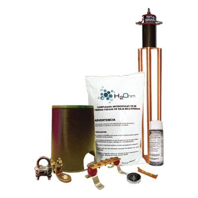 Kit de Puesta a Tierra / Electrodo 100 A / Resistencia < 2 Ohm / Compuesto H2OHM / Diseño Magnetoactivo / Cobre Electrolítico