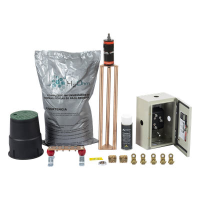 Kit de Puesta a Tierra / Electrodo Magnetoactivo / Capacidad 400 A / Resistencia < 2 Ω / Compuesto H2OHM Orgánico Certificado Kit de Puesta a Tierra / Electrodo Magnetoactivo / Capacidad 400 A / Resistencia < 2 Ω / Compuesto H2OHM Orgánico Certificado