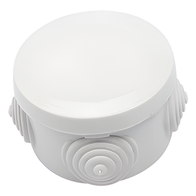 Caja de Derivación Circular / 4 Glándulas de Goma Ajustables / IP55 / -40 a 120°C / 70 mm Diámetro x 48 mm Alto