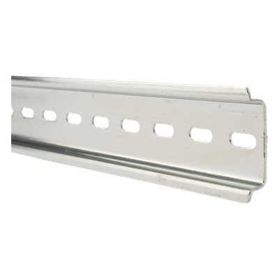 Riel DIN / 35 mm x 7.5 mm / Acero Cromado Zinc / 1 m (3.3 ft) / Ranura Central 6 mm x 15 mm