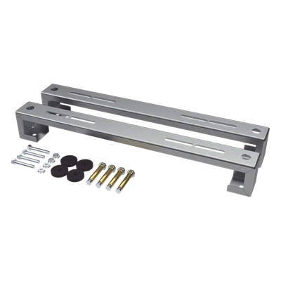 Base para Unidad Externa Minisplit / Capacidad 1 a 3 Toneladas / Ajustable en Altura y Ángulo / Acero Galvanizado y Aluminio / Sistema Antivibraciones