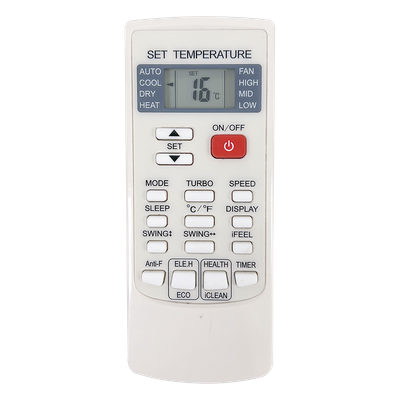 Control Remoto para Minisplit / Display Iluminado / Rango 16°C a 32°C / Funciones iFeel, Timer, Sleep, Oscilación / 54 x 10 x 134 mm