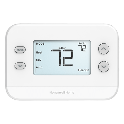 Termostato No Programable / 1H/1C / Pantalla 4.09 pulgadas / Precisión ±0.5 °C / Alimentación 24 VCA o Baterías AA