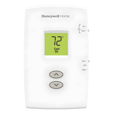 Termostato No Programable / 1 Etapa Calor/Frío / Alimentación 20-30 VAC o Baterías AAA / Terminales R, RC, C, W, Y, G, O, B / Formato Vertical
