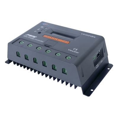 Controlador Solar de Carga PWM / 30 A / 12/24 V / Display LCD / RS485 Modbus / 4 Botones Configurables