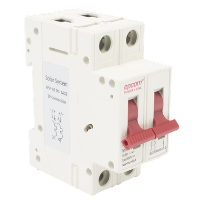 Protector Térmico 2P / 63 A / 800 Vcc / Curva C / 6 kA / Riel DIN / Fotovoltaico