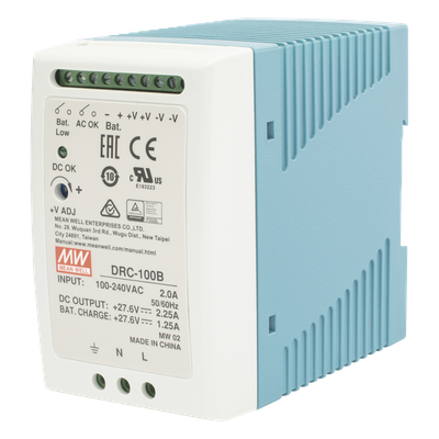 Fuente de poder con cargador de batería / Riel DIN / 24V / 100W / 2.25A / UL 508 / 2.16 x 3.54 x 3.94 pulgadas