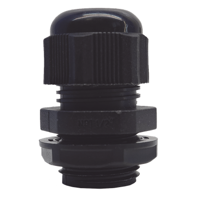 Glándula de Plástico / Rosca NPT 1/2" / Rango de Cable 6-11 mm / Color Negro / Diseño Compacto