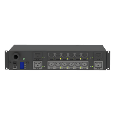 PDU Monitoreable y Switchable / 16 Salidas C13/C19 / Entrada NEMA L6-30P / 208 Vca / 30 A / 2U Horizontal 19 in / Cable 3 m (9.8 ft)