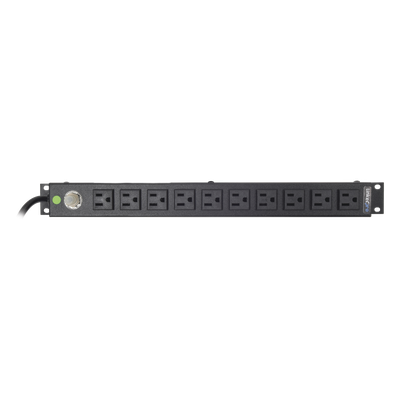 PDU Horizontal / 10 Contactos NEMA 5-15R / 15A / Rack 19" 1U / Cable 2.5 m (8.2 ft) / Reestablecedor 15A