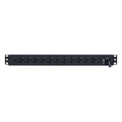 PDU Básico Rack / 12 Tomas NEMA 5-15R Traseras / 15 Amp / 120 Vca / 1UR / Cable 4.5 m (14.8 ft)