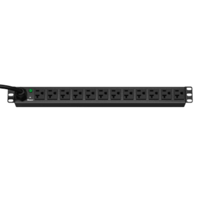 PDU Básica / 12 Tomas NEMA 5-20R / Entrada NEMA 5-15P / Rack 19in 1U Horizontal / 15A 120VCA / Cable 3 m (9.8 ft)