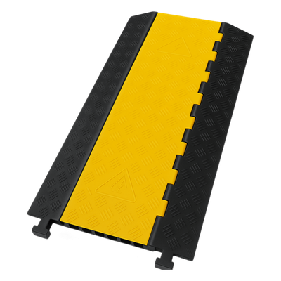 Protector de Cable / 3 Canales 56x55 mm / Carga 6.1 Toneladas / 90 cm (2.95 ft) Largo / Hule y Plástico / Amarillo-Negro