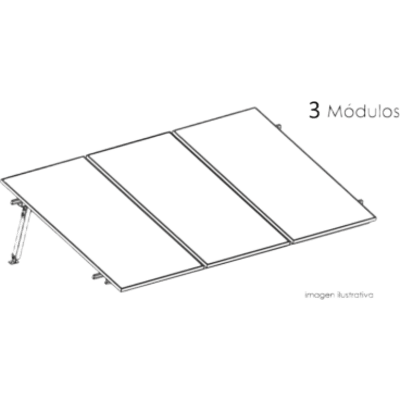 Kit Montaje Solar / 3 Módulos / Inclinación 10° / 645 W / Viento 170 km/h / Configuración 1x3