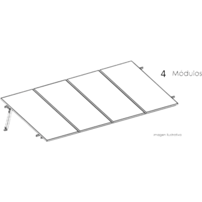 Kit de Montaje Solar / Arreglo 1x4 / Inclinación 10° / Módulo 645 W / Viento 170 km/h / Losa Plana