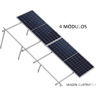 Sistema de Montaje Solar / 2x2 / 4 Módulos 645W / 2.382 x 1.134 m (7.81 x 3.72 ft) / 10° / Viento 170 km/h