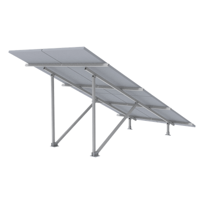 Montaje para Panel Solar / Arreglo 2x2 / Riel 5 de 2700 mm / Módulos 30-35 mm / Viento 151 km/h (93.8 mph) / Inclinación 25°