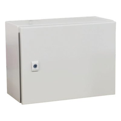 Gabinete de Acero / IP66 / IK10 / 400 x 300 x 300 mm / Carga 40 kg / Placa Trasera Metálica 2 mm / Cerradura con Llave