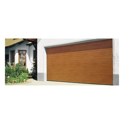 Puerta de Garage / 18x7 pies / Aislada / Imitación Madera / Golden Oak / Línea Central