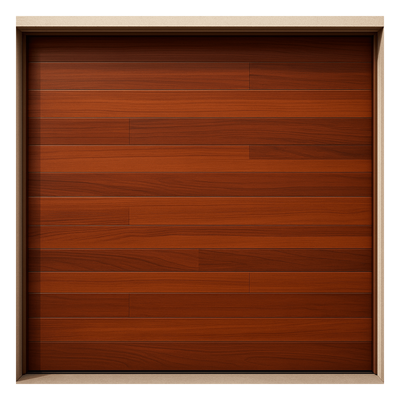 Puerta de Garage / Estilo Americano / Acabado Laminado Madera Clara / 18x9 Pies / 5.5x2.7 Metros / Aislamiento Poliuretano 42 mm