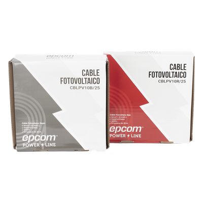 Kit Cable Fotovoltaico / 2 Rollos 25 m (82 ft) / 10 AWG 6 mm² / 1000/2000 V / -40°C a 120°C / Rojo/Negro